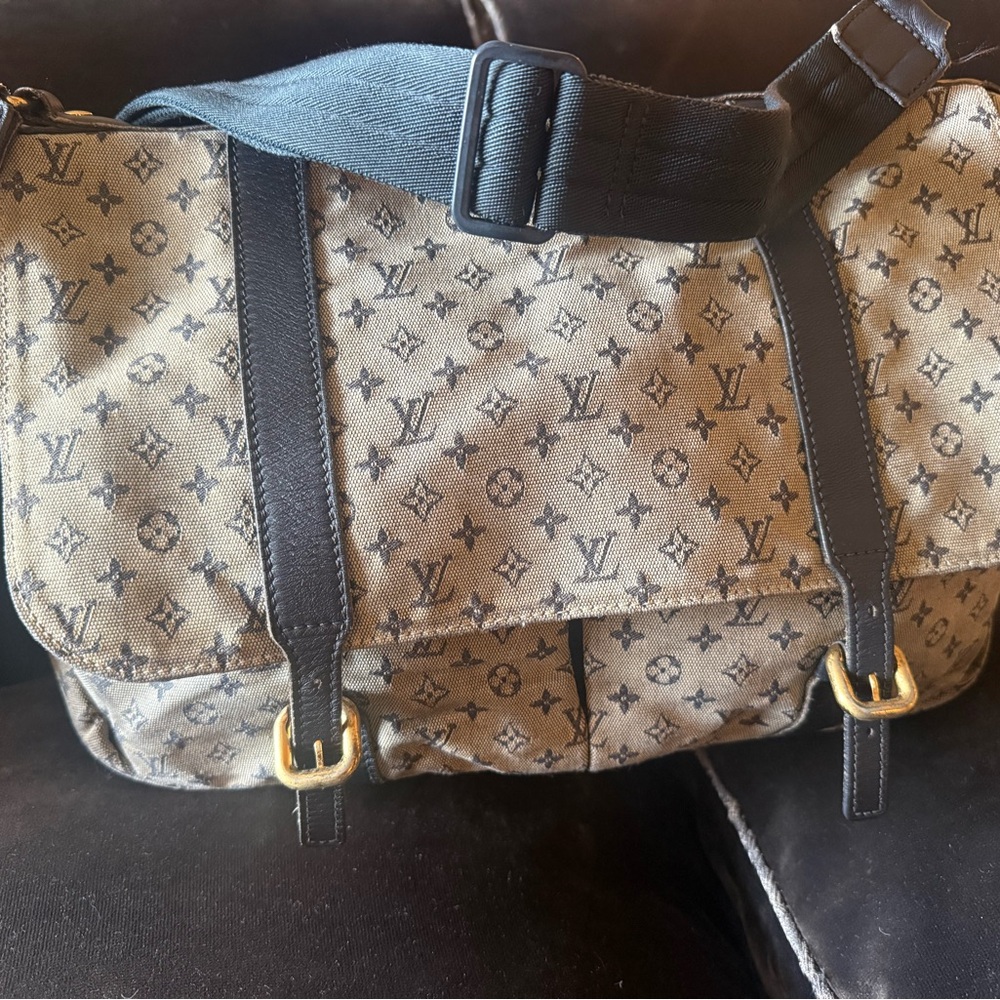 Louis Vuitton Monogram Canvas Diaper Bag with Black Straps